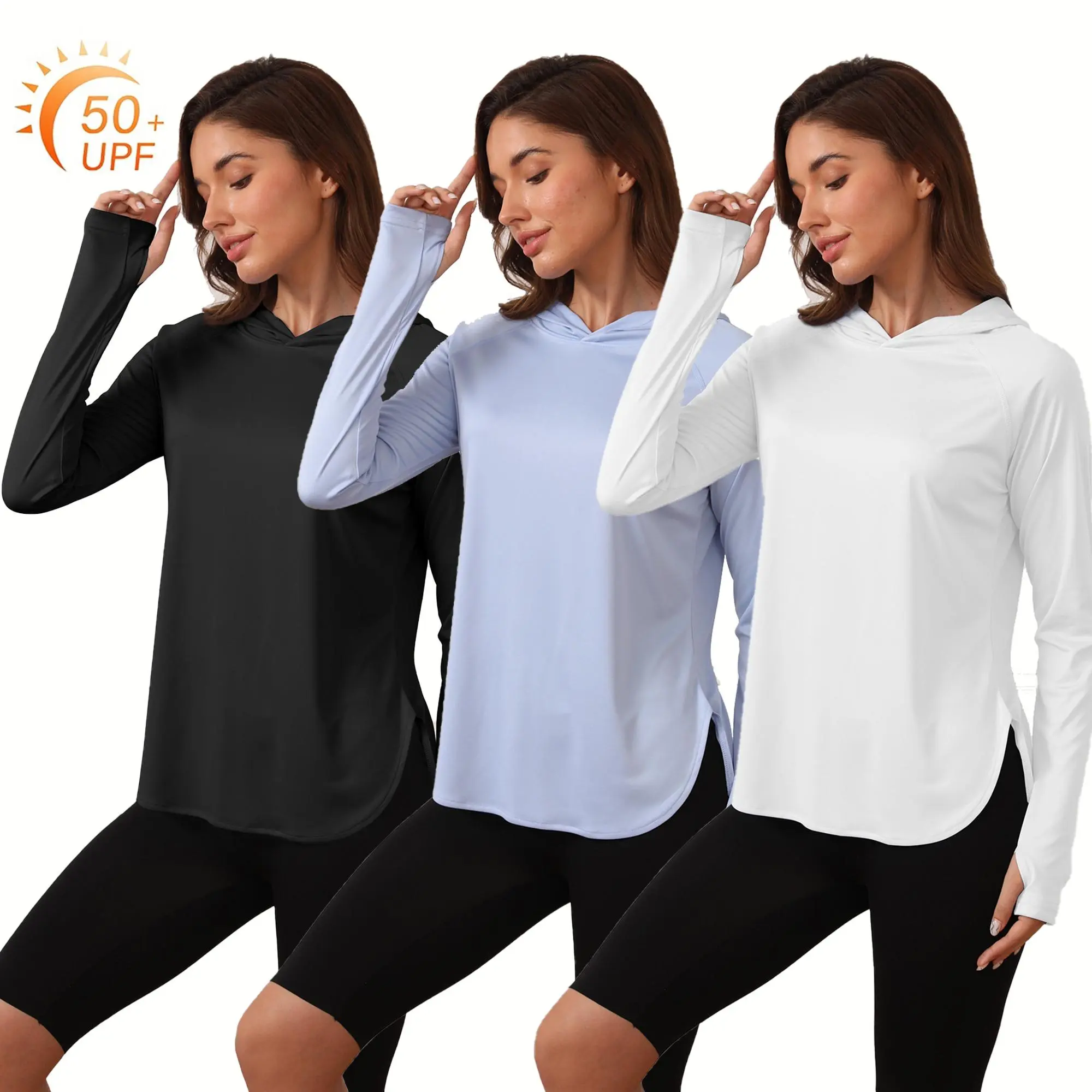 Lightweight Long-Sleeve Hoodie for Women with Protection, Ideal for Outdoor Activities Like Hiking And Fishing UPF 50+ Sun Protection Lightweight with Thumb Hole