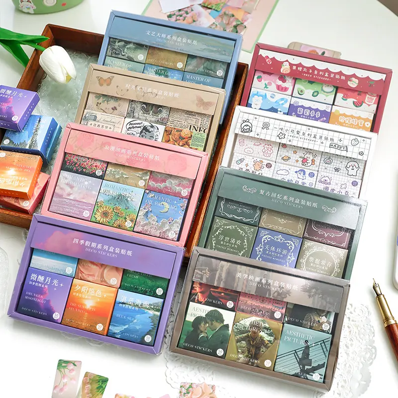 Boxed Sticker Set 300 Sheets Decorative Scrapbook Journal DIY Sealing Stickers, Perfect for Bullet Journals and Planners, Adhesive Stickers, DIY Art Stickers, Sticker Collage Pack