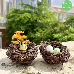 2pcs Handmade Natural Material Bird Nest Models, Garden Courtyard Home Party Wedding Decor Gifts, Desktop Ornament for Bird Lovers