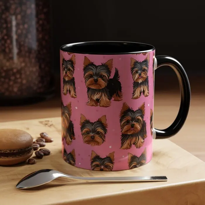 Yorkie Mug Cute Yorkshire Terrier Dog Lover Coffee Cup Yorkie Gift for Her, Dog Mom Mug Pet Owner Gift Puppy Patterned Mug I love dogs #303