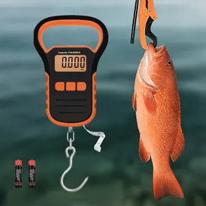 Hanging Scale, Professional Fishing Scale, Fish Scale – 110lb/50kg Capacity, With Fishing Lip Gripper, Waterproof, Backlit Night Light, LB/OZ/KG Unit Conversion, Memory Function & Measuring Tape | Portable Set Includes Lip Clamp, Battery