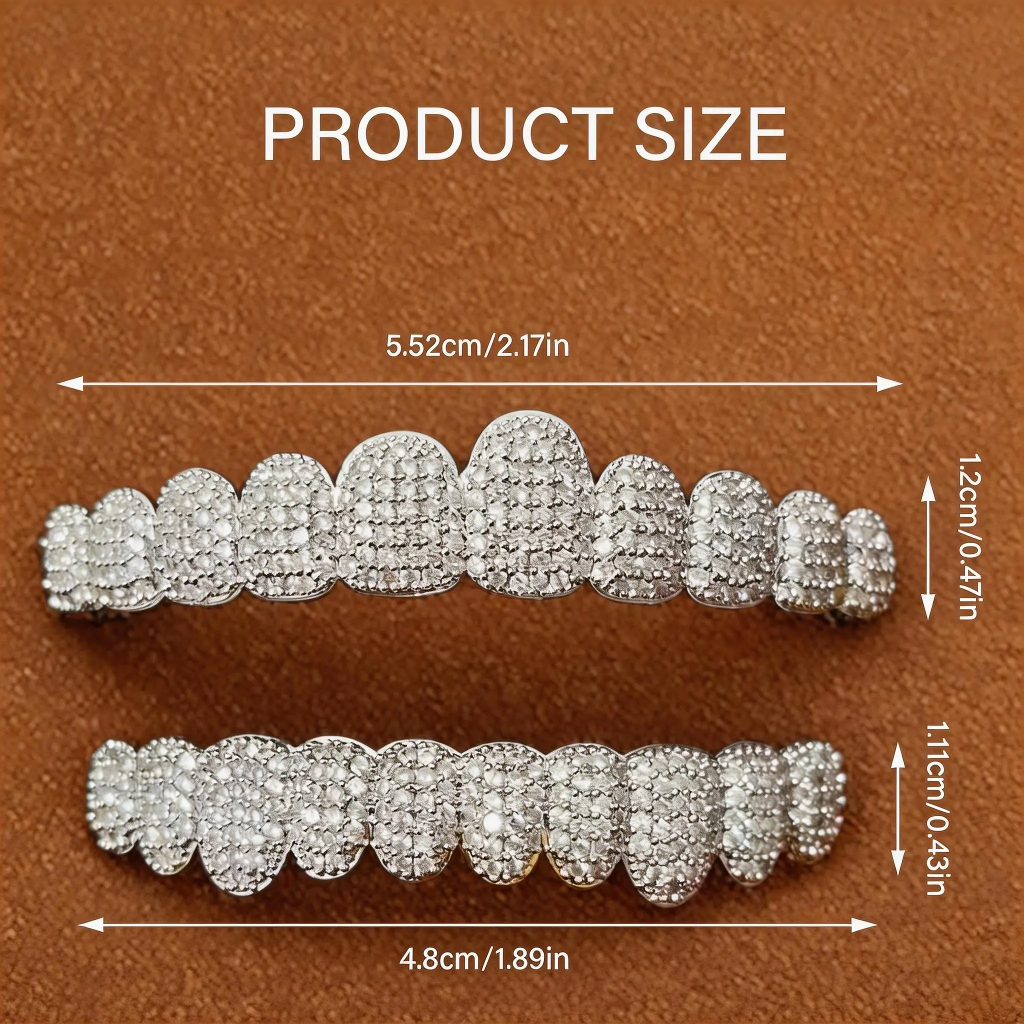 Boys&Hood 8A High Quality Honeycomb Diamond Grillz, Hiphop Streetwear Teeth-Dental Accessory, Men's Funky Unique Costume Body Jewelry Set, Teeth Accessory, Funky Unique Accessories