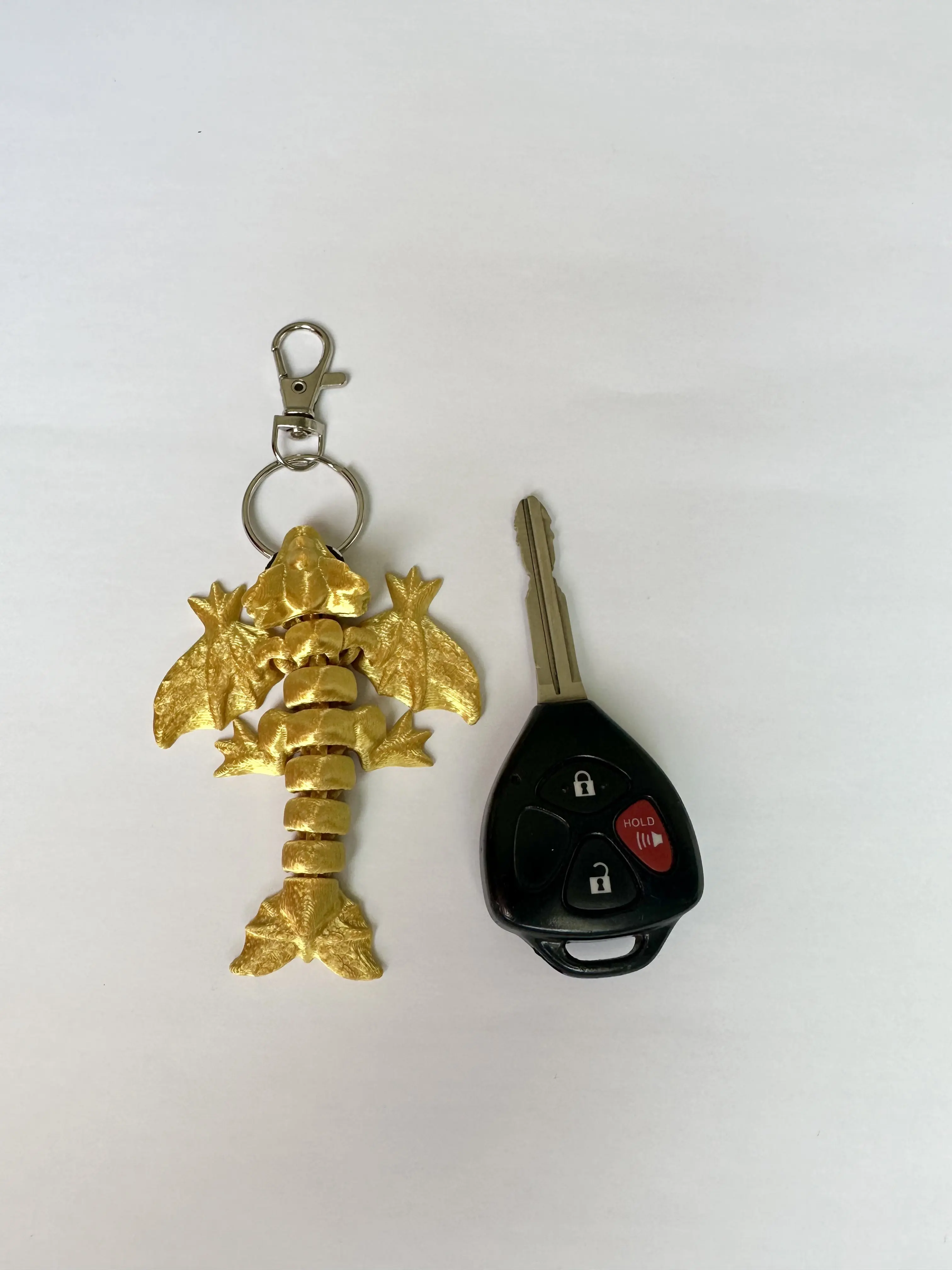 Baby Gold Dragon Keychain | 3D Printed Articulating Dragon