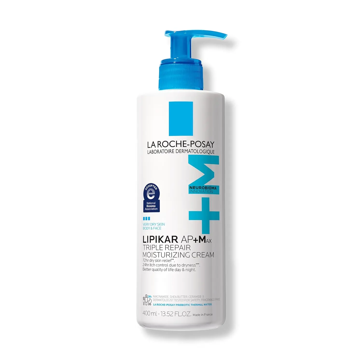 La Roche-Posay Lipikar AP+Max Triple Repair Moisturizing Body Cream,13.52oz |   Face and body lotion for dry skin with shea butter and niacinamide to help moisturize and support the skin barrier.