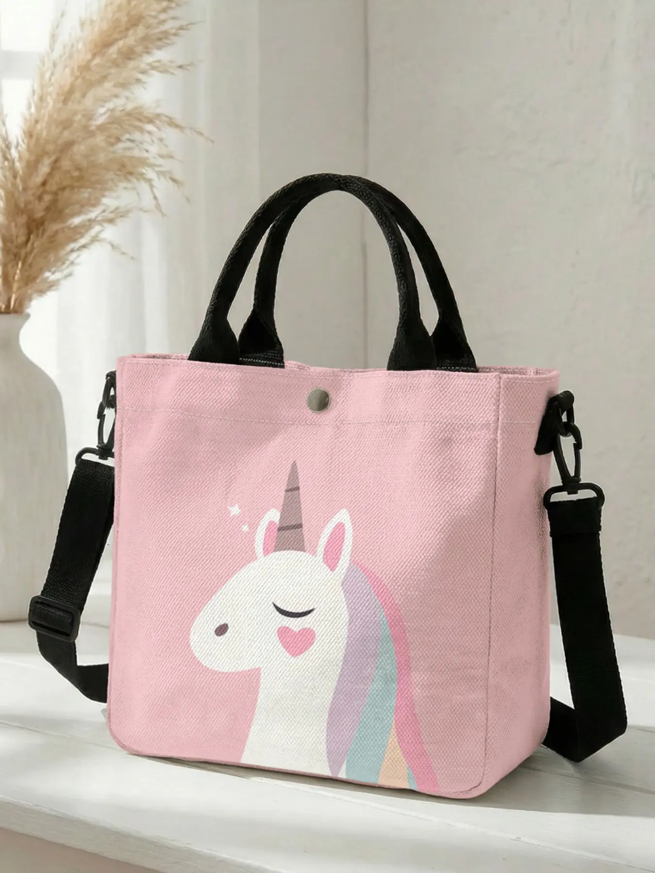 1 piece of unicorn pattern 2D printed fashion crossbody bag, Fashion Patterned Bag, adjustable shoulder strap + snap closure | Student/Office worker/Shopping travel | A street-wear essential that combines aesthetic appeal and practicality