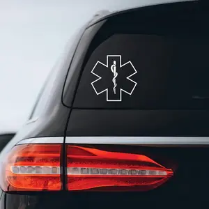 Star of Life Medical Sticker Decal Notebook Car Laptop 5" x 5" (White)