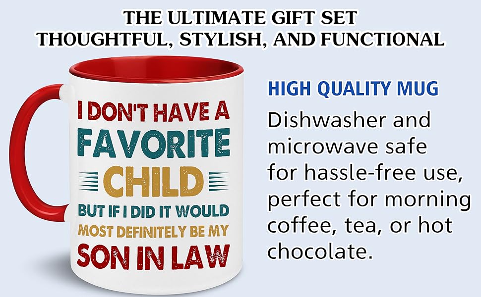 Mothers Day Gift For Son In Law - Fathers Day Mug For Son-in-law- Gifts From Mother In Law, Father In Law - Birthday Gifts For Mother-in-law, Father-in-law, Son-in-laws