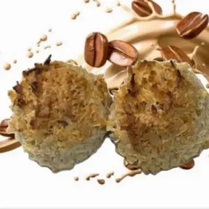 La capuchina two. White cokes with coffee cream. 2 cocadas blancas con crema de café.