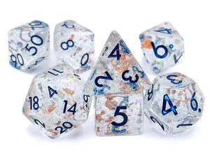 Star Cluster Resin 7-Piece DnD Dice Set - Copper Foil, Glitter Shine RPG Dice for Tabletop Games