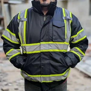 Tu Glow Hi-Vis Winter Jacket for Men - Long Sleeve Zipper Coat - Menswear