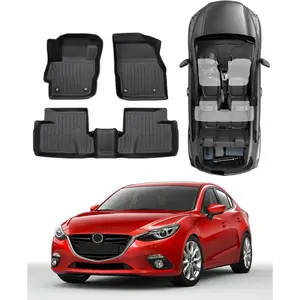 for Mazda 3 Floor Mats 2013 2012 2011 2010, Full Set TPE for Mazda 3 Hatchback/Sedan  Weather Floor Liners  Rubber Carpet Interior Accessories 2010-2013,3Pcs Black