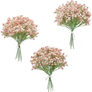 18pcs Artificial Babys  Gypsophila Greenery Sprays, Real Touch Dusty Rose Blush Pink Fake Flowers for Wedding Bouquets Centerpieces Floral Arrangements and Decorations Decorative Fruit
