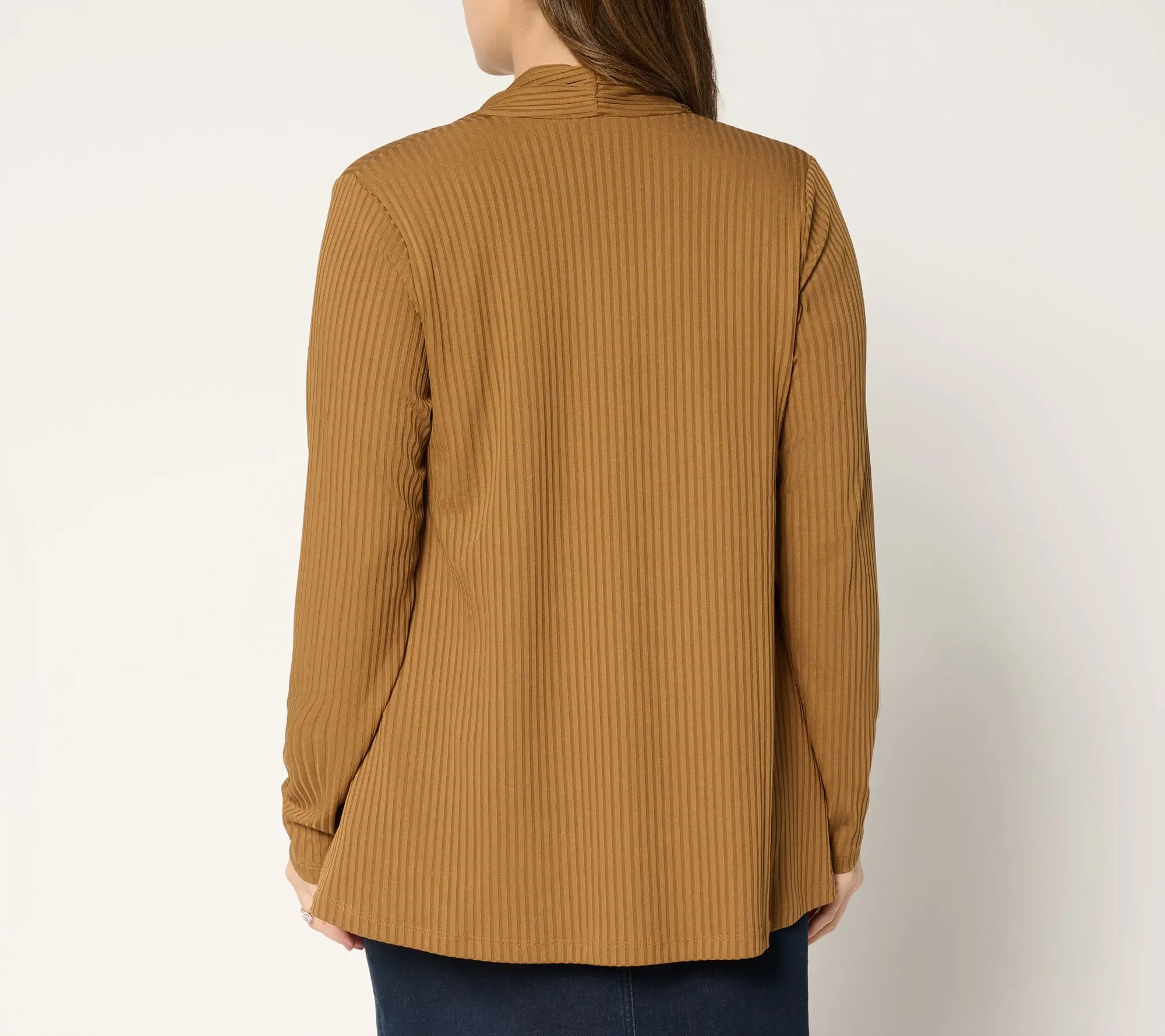 Susan Graver Petite Liquid Rib Knit Cardigan with Pockets Susan Graver Petite Liquid Rib Knit Cardigan with Pockets