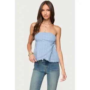 Narnie Striped Strapless Wrap Top