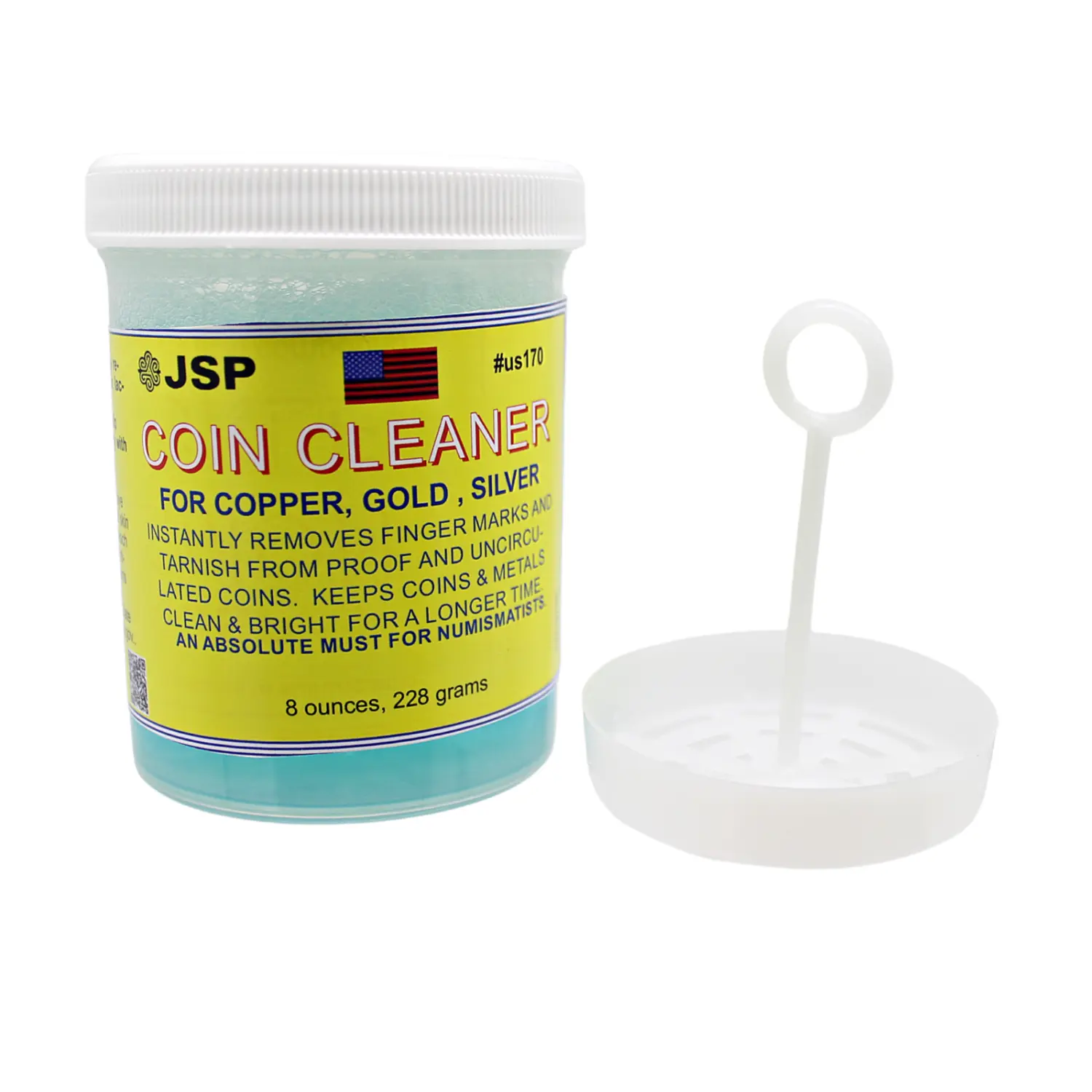 JSP Scent-Free All-Purpose Coin Cleaning Liquid, 8 oz Jar, Instantly Removes Tarnish & Finger Marks for Silver, Gold & Copper, Long-Lasting Brightness, Essential Home Care Cleaner