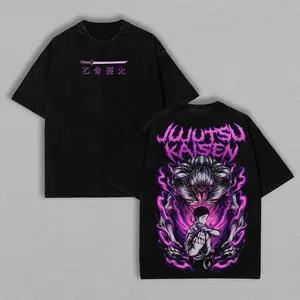Yuta Okkotsu & Rika Orimoto Jujutsu Kaisen Anime Vintage Washed Oversize T-Shirt Unisex Shortsleeve 100% Sustainable US Cotton Tee Gift For JJK Fan Anime Lover Anime Merch Fabric Fit casual streetwear menswear