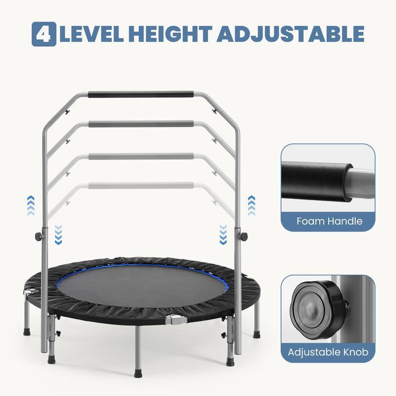 "Sweet Furniture Foldable Mini Trampoline for Adults – 40''/48'' Rebounder with Adjustable Bar for Ultimate Cardio, Strength, & Fun Workouts!" Does not apply