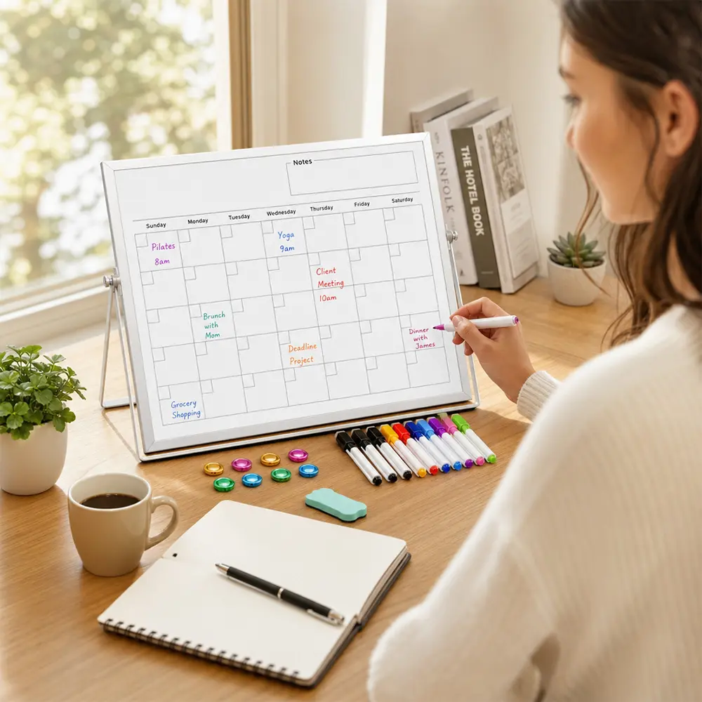 22-Pack Desktop Whiteboard Calendar with Stand - Double-Sided, Easily Cleaned, Effortless Erase, Standing/Hang Portable Easel for Reptile Terrarium Memo, To-Do List (Home, Office Use)