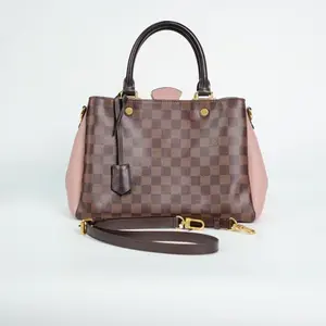 Pre-owned Louis Vuitton Brittany Damier Ebene Canvas Magnolia Taurillon Leather Handbag