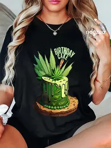 100% Cotton Birthday Cake 420 Cannabis Culture Stoner Weed Strain T-Shirt
