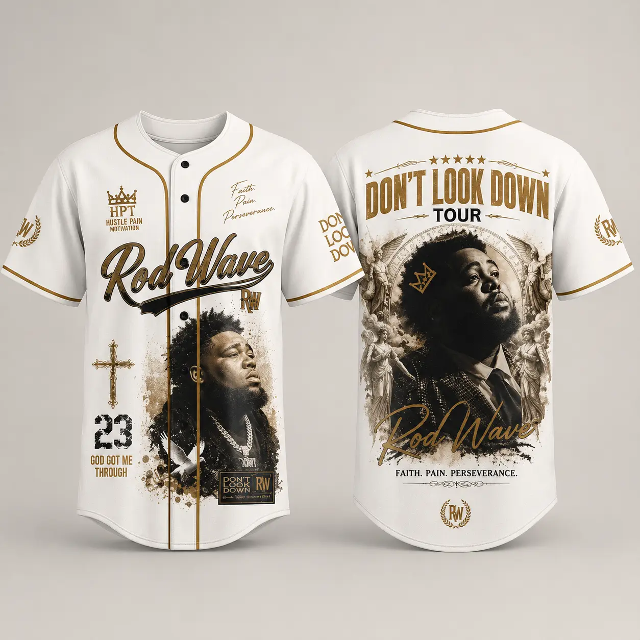 Don't Look Down Tour 2026 Baseball Jersey, Concert Fan Button Up Shirt, Rod Wave Tour Merch, Music Fan Apparel, Unisex Jersey Gift for Men and Women