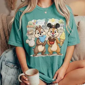 Chip and Dale Snack Shirt, Park Ice Cream Tee, ChipnDale Magic Kingdom Castle T-Shirt, Vacation Foodie Outfit