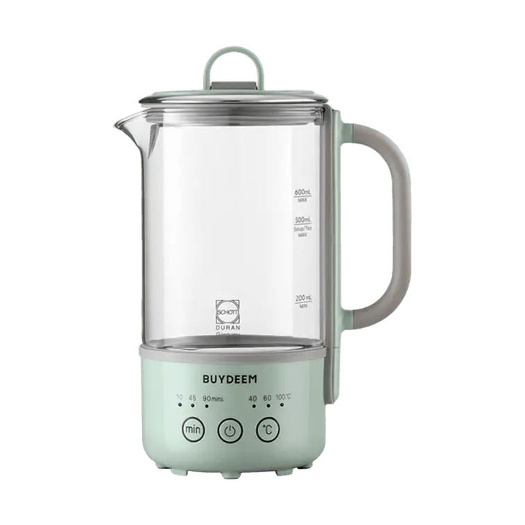 BUYDEEM K32 0.6L Mini Health Pot - Multifunctional Electric Tea Maker for Single Use, Office, Home - "Shallow Shirt Green" (No Infuser Basket)