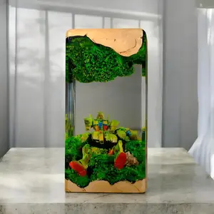 Handcrafted Epoxy Resin Gundam Forest Diorama Figurines - Desktop Ornament Gift Collectible Miniature Scene Desk Decor - Robot Mecha Battle