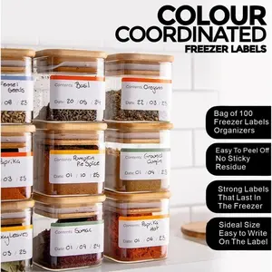 10 Sheets (total 100 Stickers) Including Pen, Waterproof Movable Freezer Labels, Easy to Peel, No Sticky Residue Left Behind