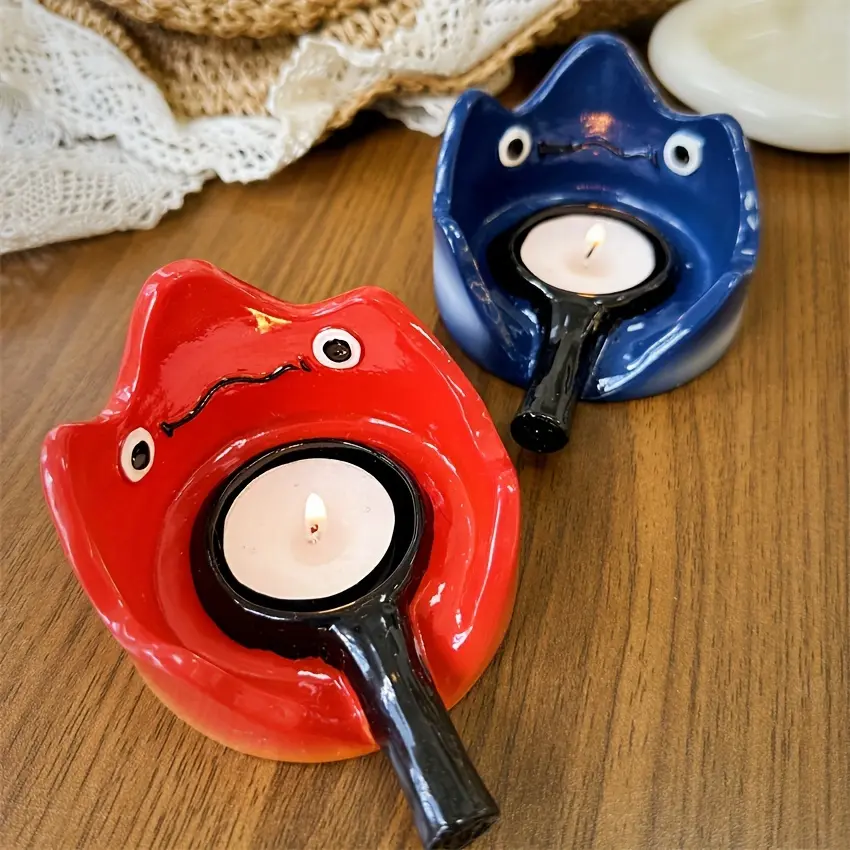 Calcifer Candle Holder Flame Decoration, How's Move Castle Decor, Beautiful Calcifer Desktop Candle Holder, Bedroom Living Room Dining Party Decor, Vintage Home Decor, Ornament Candle Holders, Vintage Candle Stand