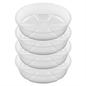 4Pack Clear Plant Saucer 8Inch Plastic Plant Saucers Thicker Plant Tray Flower Pot for Indoor Outdoor Garden