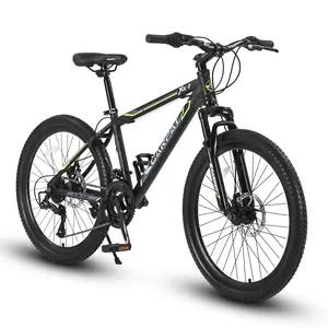 24 Inch 26 Inch Mountain Bike for Men Women Boys, Steel Frame Shimano 21 Speed MTB Bicycle with Dual Disc Brakes and Front Coil Suspension Fork