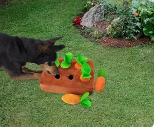 Interactive Dog Carrot Plush Toy 2-in-1 Puzzle and Nosework Game - Durable Fleece with Interactive Carrot Design slow feeder