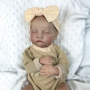 GUESSBELLY Lifelike Cute Reborn Baby Doll (Cloth Body, Soft Vinyl Limb), 19inch 48cm Realistic Newborn Sleeping Girl Toy With Accessories Art Gift for Birthday