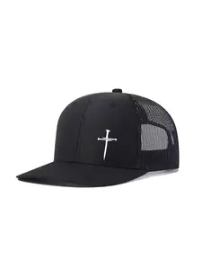 Unisex Baseball Cap, Cross Printing Design, Mesh Material, Adjustable Fit, Casual Style, All-Season Wear, Perfect for Outdoors & Gifts, Adjustable Flatbill Snapback Cap