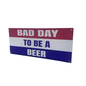 Bad Day to Be A Beer Banner | 48-Inch by 21-Inch | Father's Day Gift Idea for Dad | Garage Sign | Mancave Signs | 4 Hanging Grommets