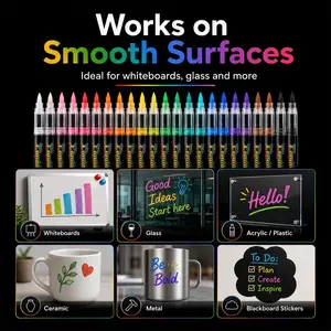 8/12/24 Color Erasable Liquid Chalk Marker, Soft Tip Fluorescent Glass Blackboard Pen, Dust-Free Wet-Erasable Decorative Marker