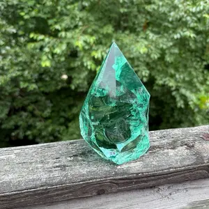 Aqua Obsidian (I9) Rustic Points this is a MAN MADE Glass made from natural minerals - Ocean Energy this Polished Freeform for Emotional Clarity and Inner Peace