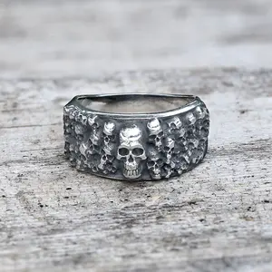 GTHIC Catacombs Skulls Stainless Steel Biker Ring for Men Women Fashion Accessory Daily Wear