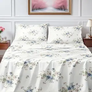 Floral Print Bedding Set, 1 Count Bed Sheet & 1 Count Bedspread & 2 Counts Pillowcase without Filler, Soft Comfortable Bedding Set for Home Bedroom