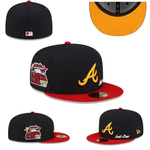 New Era MLB Atlanta Braves Baseball Cap Flat Snapback Baseball Hat Streetwear Hip Hop Unisex Premium