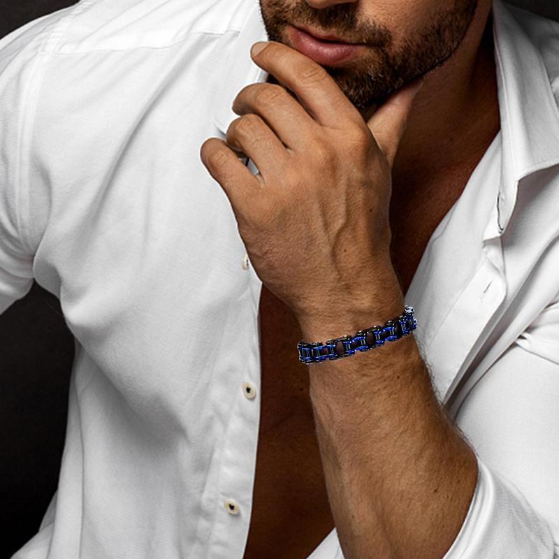 Drperfect Mens Bracelet Stainless Steel Motorcycle Bike Chain Bracelets 8.4 Inch