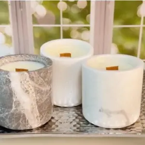 Luxury. Natural marble candle. Home Decor.