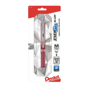 EnerGel Alloy Gel Pen - Red Barrel, Office Stationery Supplies, Smooth Writing Option, Black Gel Pen Compatible, Black Gel Pens