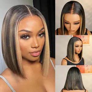 [New In] Wiggins Hair Glueless Highlight Blonde Straight Bob Wig Ready To Go 7*5 Lace Closure Wig & 13*4 Lace Front Wigs Human Hair Short Bob Wig