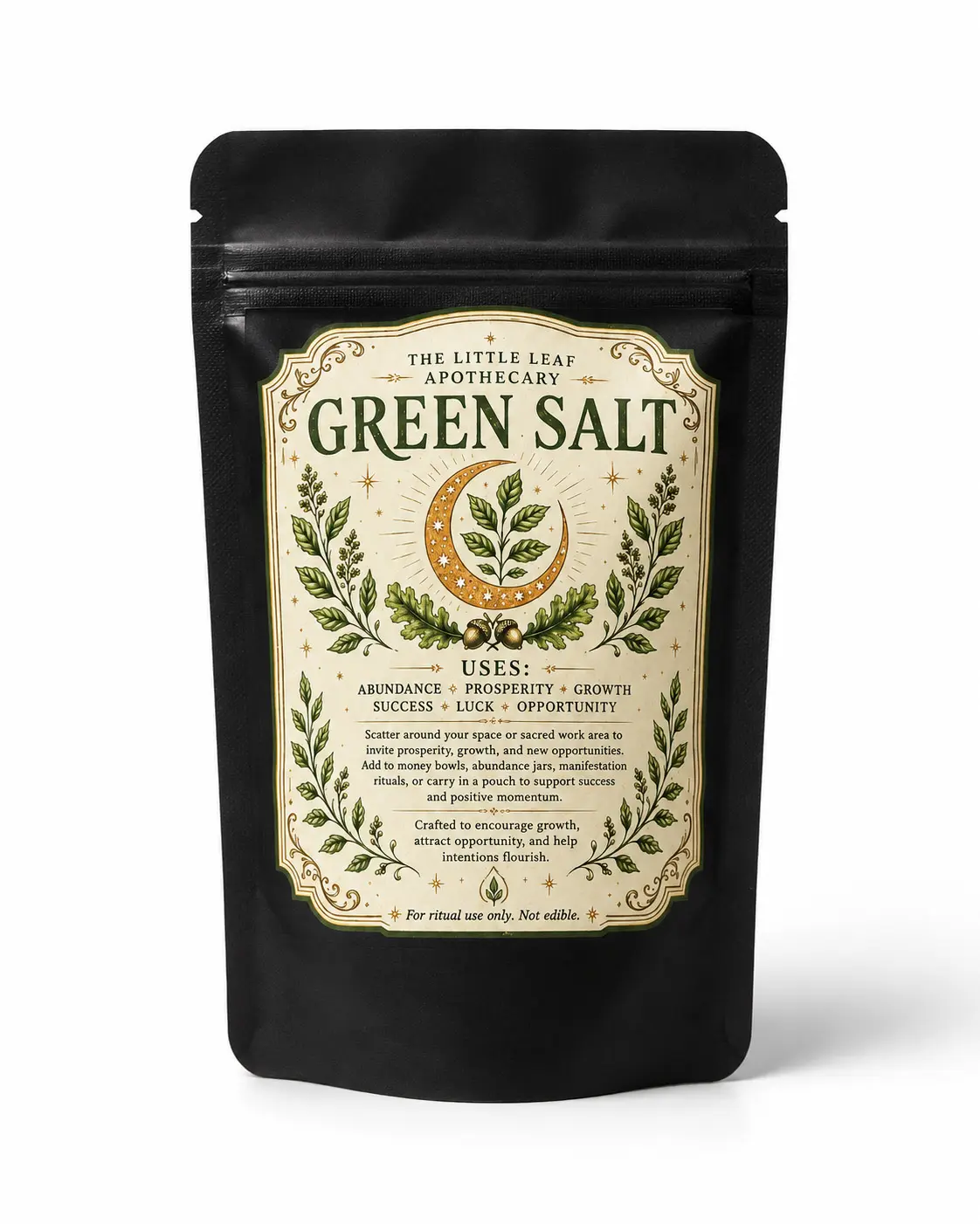 Green Salt Ritual Blend | Abundance • Prosperity • Luck • Growth • Success • Opportunity 3 oz Herbal Altar Work