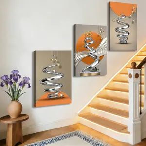 3-count wooden frame canvas, fashionable geometric art poster, abstract art decoration, Modern Abstract Design, exquisite living room wall decoration, modern art suitable for bedroom, office, corridor decoration, home poster