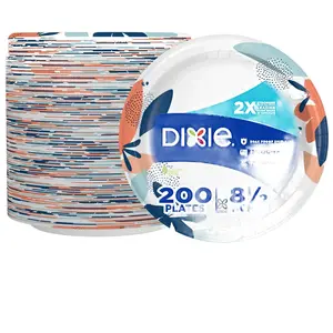 200 Count 8.5 in Multicolor Disposable Paper Plates