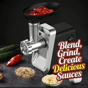 Electric Compact Meat Grinders, Stainless Steel Sausage Stuffer Maker  Food Chopper Grinder with Blade & 3 Plates,Tubes & Kubbe Kit,Meat Mincer Machine Ground Beef/Pork Kitchen Appliances Black Grinding Food Processor Meat Slicer