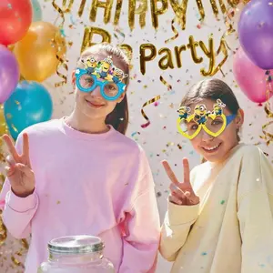 12pcs Paper Glasses Masks, Party Cartoon Patterns, Stuart Bob Kevin Eye Covers, Perfect Holiday Party Decorations, Home Decor, Valentine Gifts